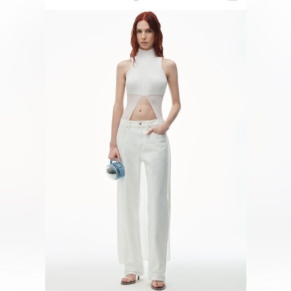 Alexander Wang white jeans easy mid rise straight Denim Pants Revolve FWRD 32 - Picture 1 of 13